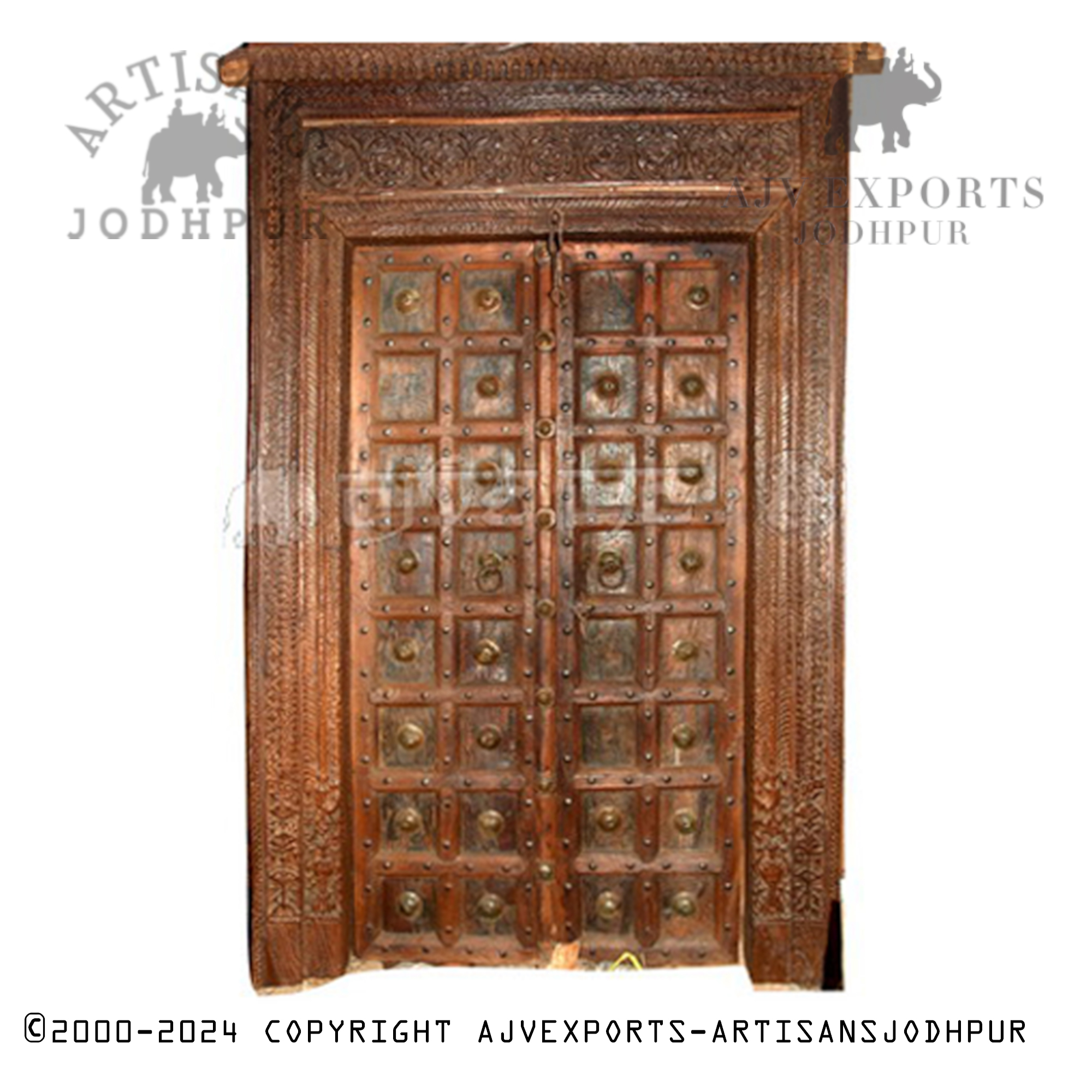 Vintage wooden door with natural finish