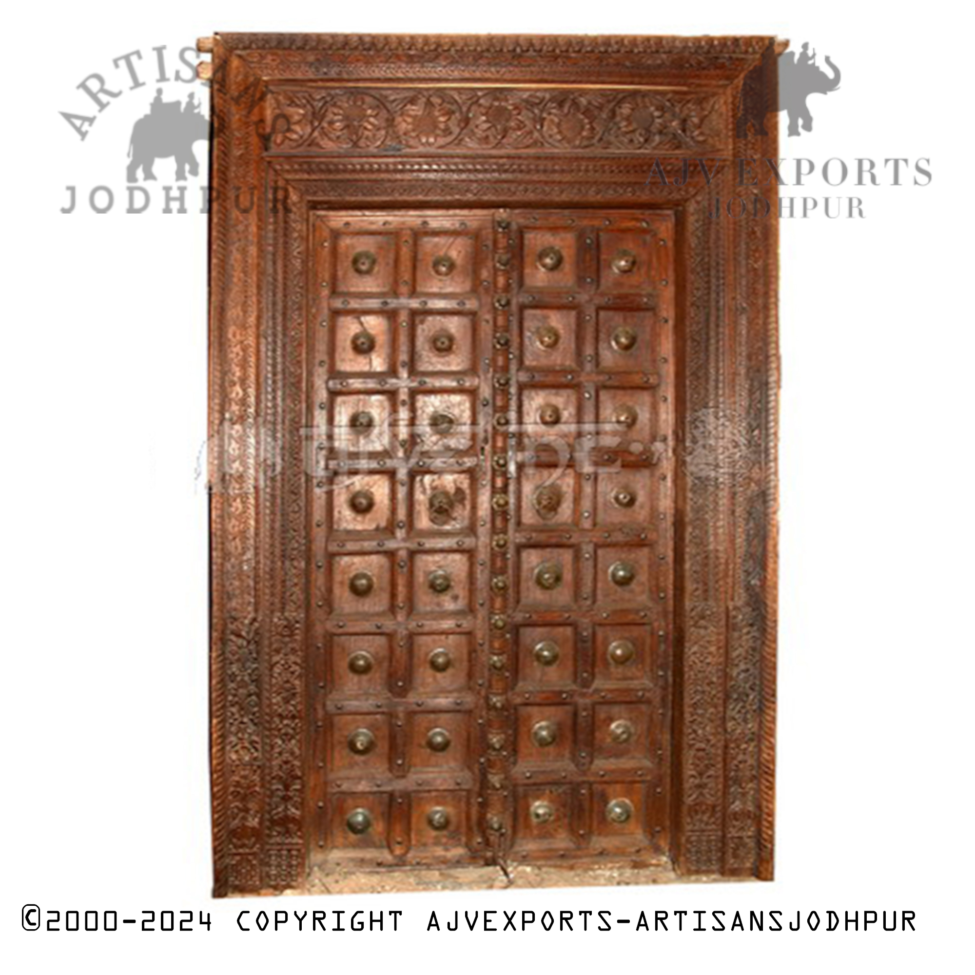 Antique wooden door with verdigris patina