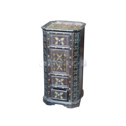 octagonal  top brass and iron cladded chest of drawers