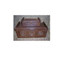 Wooden hand-carved small storage box with small door hasps