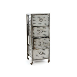 industrial  iron side table with four drawers