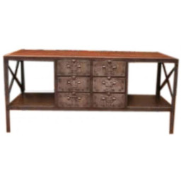 industrial console table with drawers