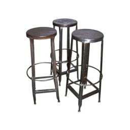 industrial bar stool with circular ring footrest.