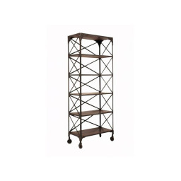 industrial six tier iron and wood shelves with wheels