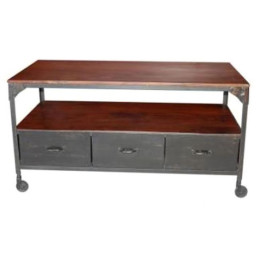 industrial console cabinet with three drawers.