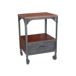 industrial rustic rolling sofa table trolley with one drawer.