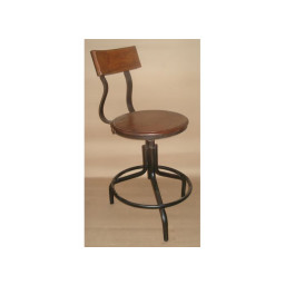 industrial iron bar stool with backrest.