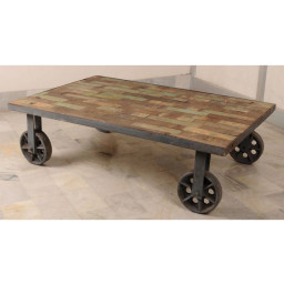industrial iron coffee cart table 