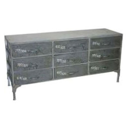 industrial iron drawers with six drawer storage.