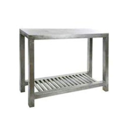 indstrial iron sofa table with a bottom shelve.