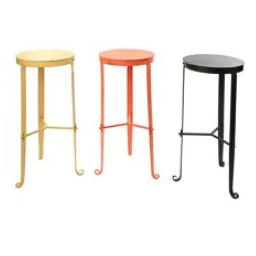 industrial iron bar stool with vibrant colors. Set of three.