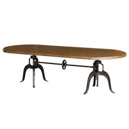 industrial dining table with crank