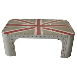 industrial iron union jack coffee table with rivets. 