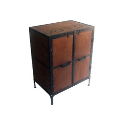 industrial wood and iron rustic two door cabinet