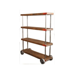 industrial factory style 4 tier shelves unit with wheels.
