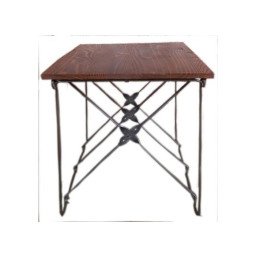 industrial wood and iron outdoor table 