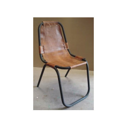 industrial metal and leather chair