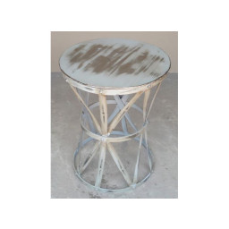 industrial distressed criss cross end table
