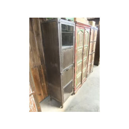 industrial rustic metal iron tall boy display cum storage cabinet