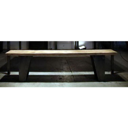 industrial coffee table with cast iron legs.