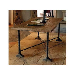 industrial wood and iron dining table