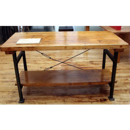 industrial rustic wood and iron console table