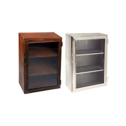 industrial iron rustic two display cabinet with glass panel.