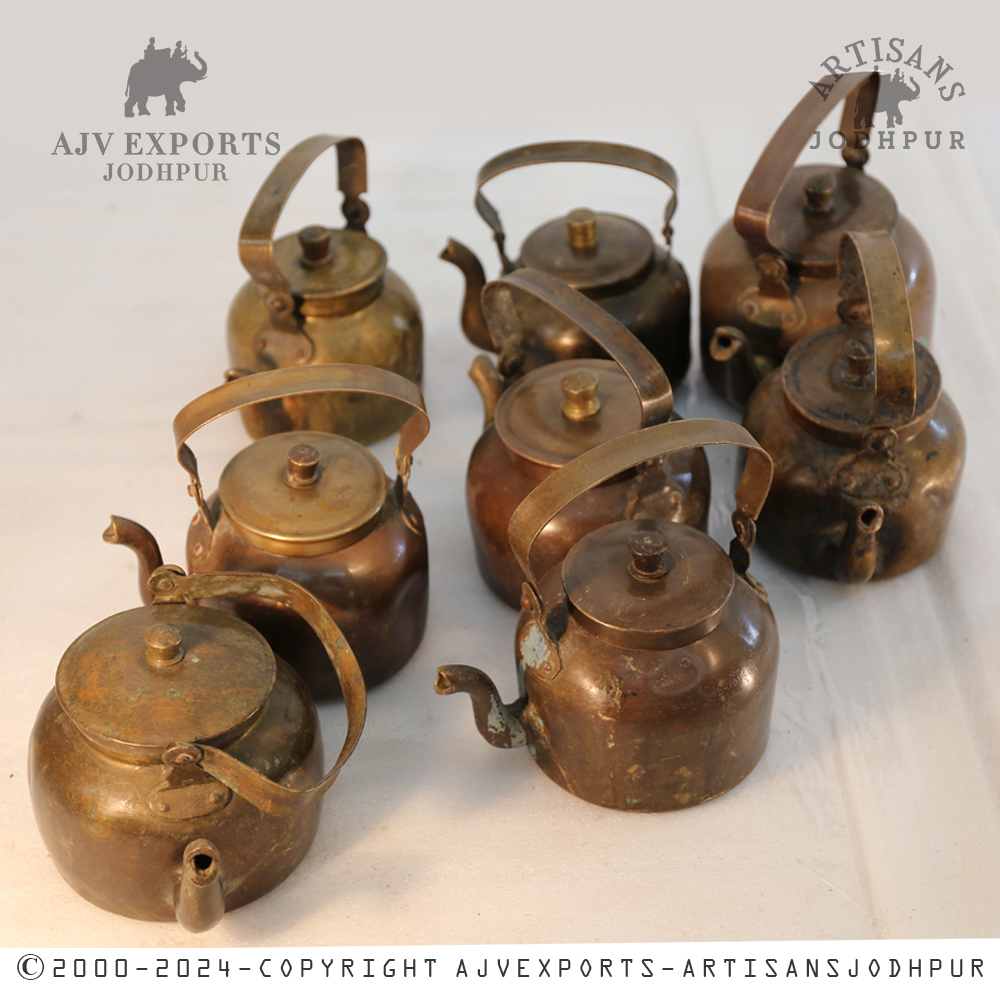 vintage brass teapots 