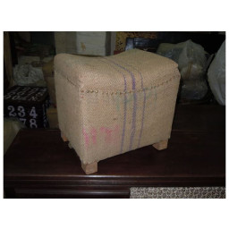 Recycled jute curved seat ottoman stool