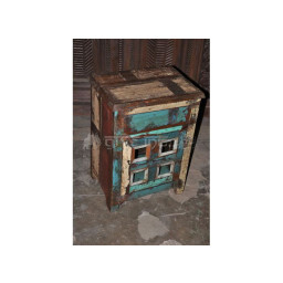 Reclaimed wooden bedside cabinet with single drawer and single door 