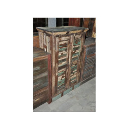 Reclaimed wood distressed shutter door storage cabinet