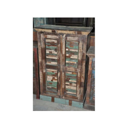 Reclaimed distressed wooden storage cabinet shutter door