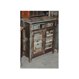 Reclaimed distressed wooden cabinet with 2 drawer and 2 shutter door