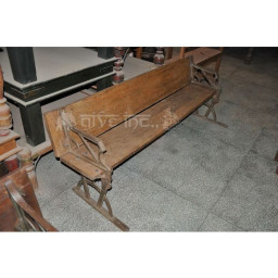 Antiqu folding wood and iron bench