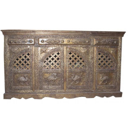 Wooden brass embossed Brass buffet cabinet with ample storage space