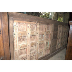 Wooden long rustic sideboard with four drawers and four door storage