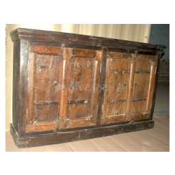 Wooden four old door storage cabinet with rustic finish