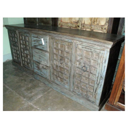wooden shabby chic sideboard console with three drawers and four door storage