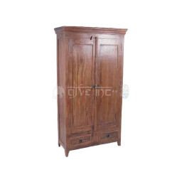 Wooden wardrobe with two doors and two small drawers
