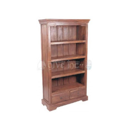 wooden bookcase with 4-tier storage and two drawers