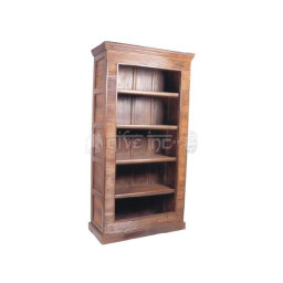 wooden bookcase with carved sides and front