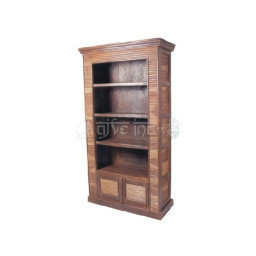 wooden carved bookcase with small cabinet at bottom