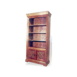 wooden bookshelf with small cabinet