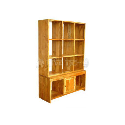 wooden cube square open storage bookshelf with small cabinet 