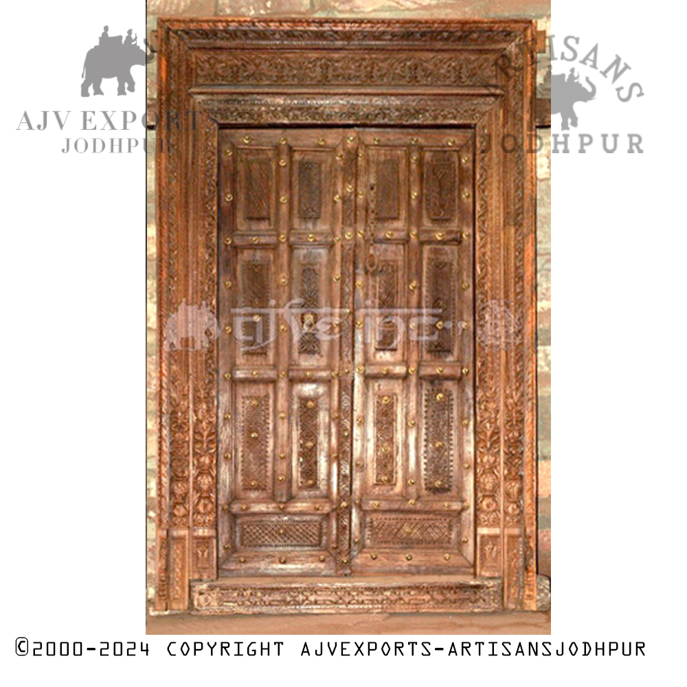 Simple arched wooden door