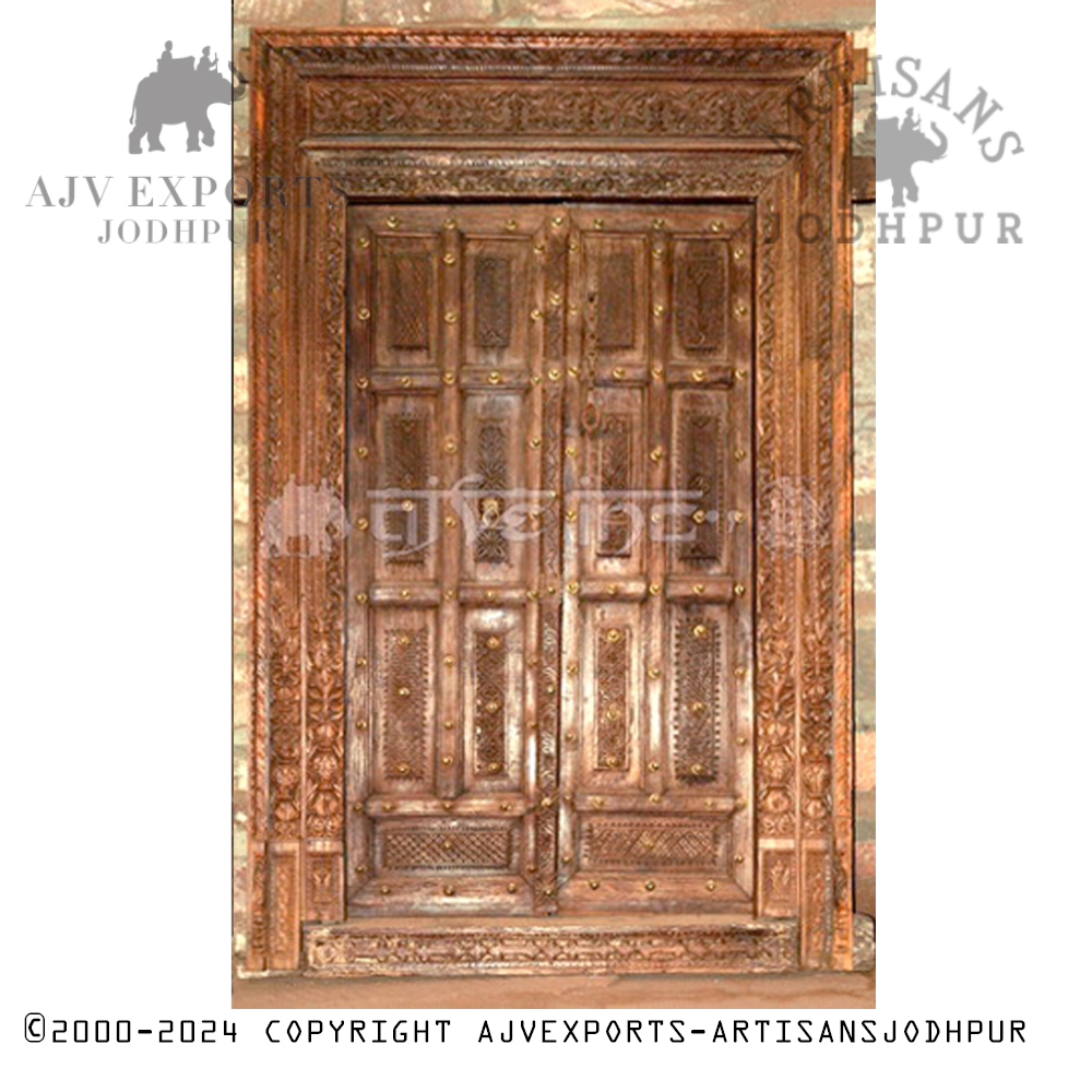 Classic wooden door with arched design