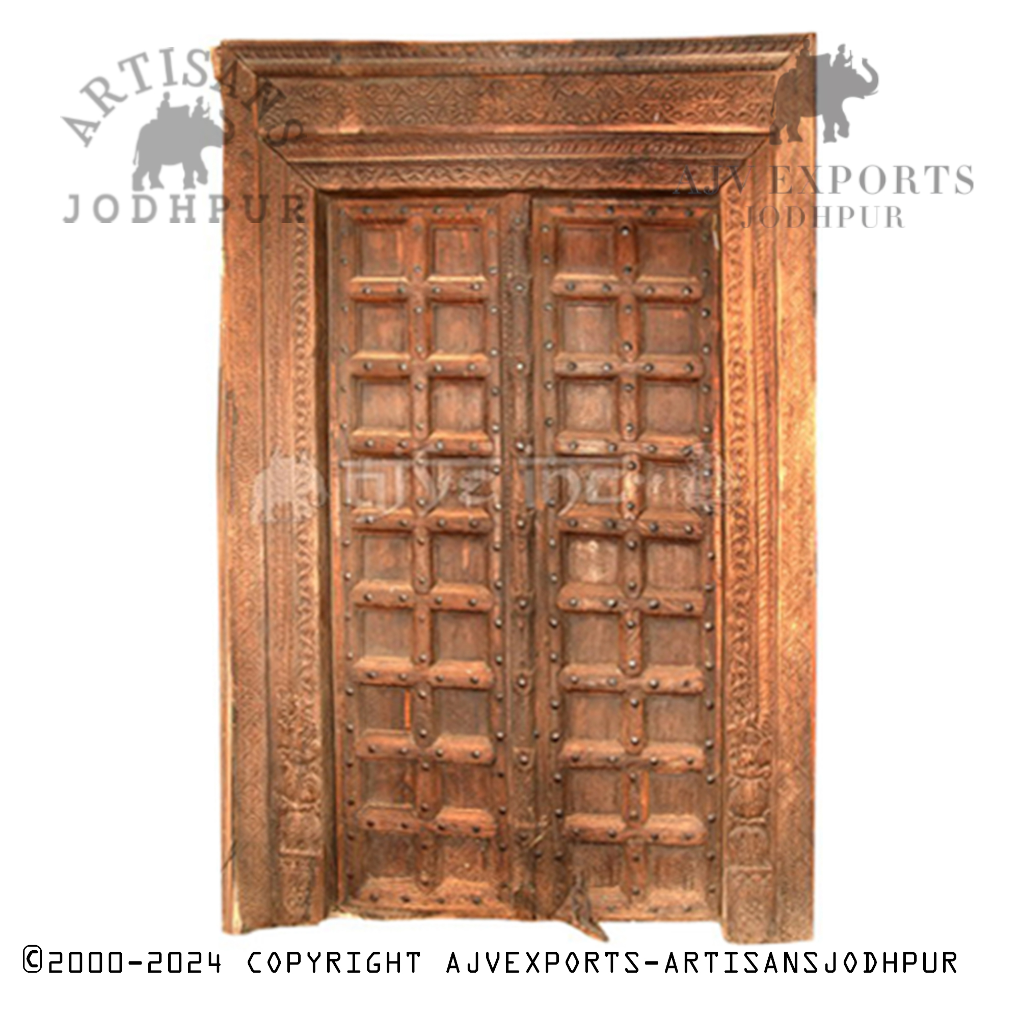Ornate wooden door with intricate carvings