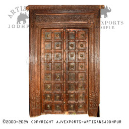 Wooden door with robust design and natural finish