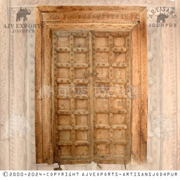 Wooden door with robust design and rich patina