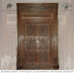 Intricate floral carved wooden door from Jodhpur